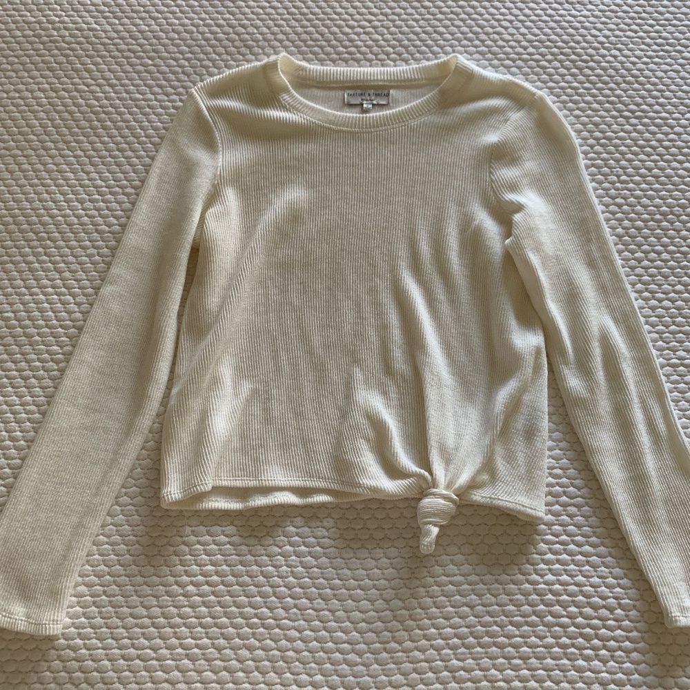 Madewell Texture&Thread ivory ribbed knot tee